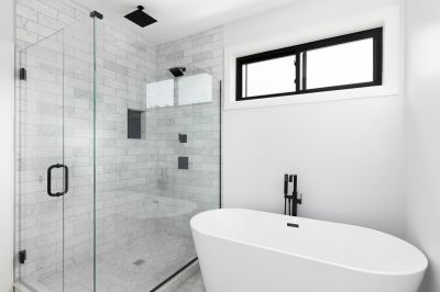 Walk-in Shower with Black Framed Glass